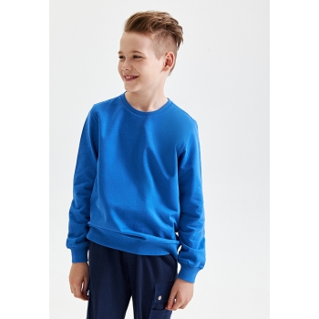 Knitted pullover for boy bright blue