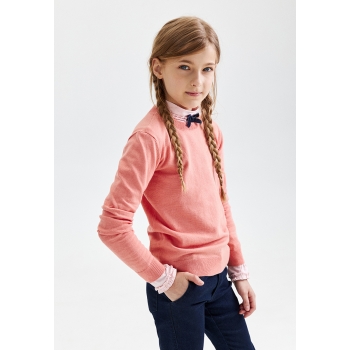 Knitted jumper for girl coral