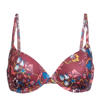 Oriental PushUp Bikini Top printed burgundy