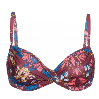 Oriental Soft Underwired Bikini Top printed burgundy