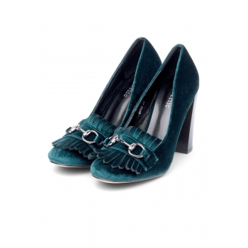 Womens Violet block heel pumps emerald