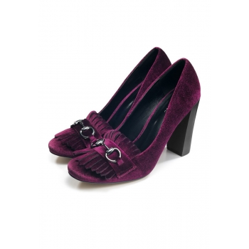 Womens Violet block heel pumps burgundy