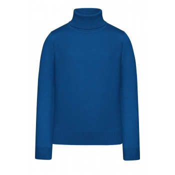 Girls High Collar Knit Jumper bright blue
