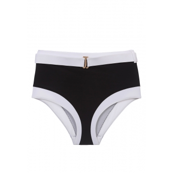 Braguitas de bikini de cintura alta color blanco y negro