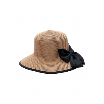 Straw Hat with a Bow Beige
