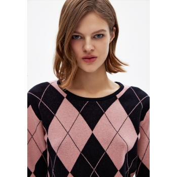 pulover din tricot cu mâneci lungi pentru femei culoare roz prăfuit