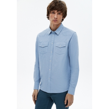 Mens Long Sleeve Shirt blue