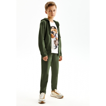 Pantalones de felpa para niño color caqui