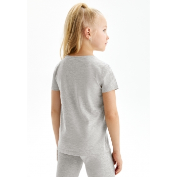 Girls Jersey Short Sleeve Tshirt light grey melange