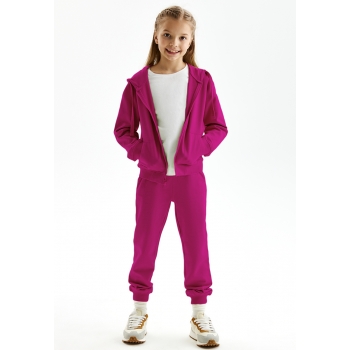 Girls French terry pants magenta