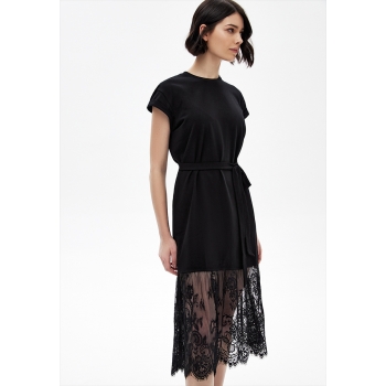 Rochie din tricot cu dantelă culoare neagră