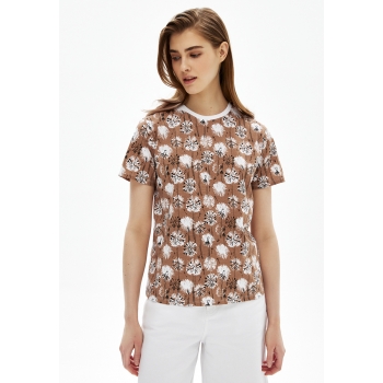 Camiseta con estampado floral color beige