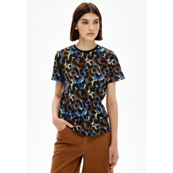 ShortSleeve Tshirt for Women Abstract Print Brown