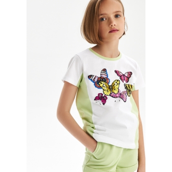 ShortSleeve Tshirt for Girl ColourBlock Print Light Pistachio