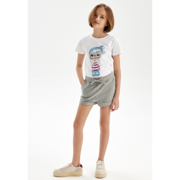 Shorts for Girl Light Grey Melange