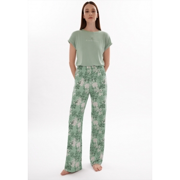 Trousers for Women Floral Print Pistachio