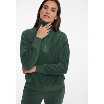 High Neck ZipUp Jumper patina green