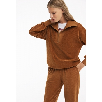 High Neck ZipUp Jumper camel