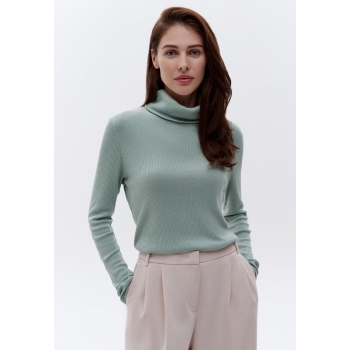 Turtleneck in Ribbed Jersey mint blue