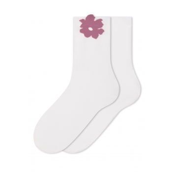 SO317 Набор носков в рубчик с рисунком 2 пары цвет молочный розовый