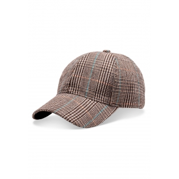 Womens Cap mocha with a checkered print