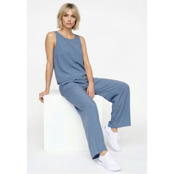 Womens Smoky Blue Viscose Trousers