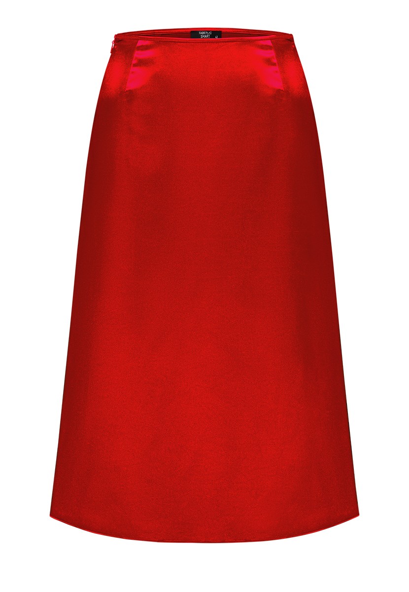 Falda satinada roja