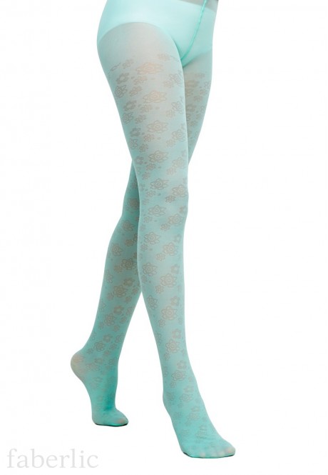 Fantasy style kids tights with a floral jacquard pattern SD129 20 den mint