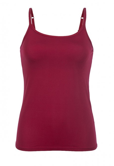 Strappy top with an integrated bra wine red