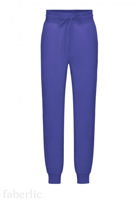 Jersey trousers for girl bright blue