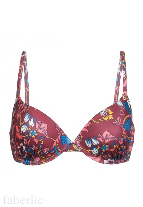 Oriental PushUp Bikini Top printed burgundy