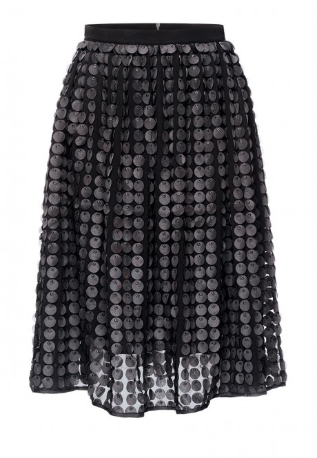 Lengthened applique skirt black