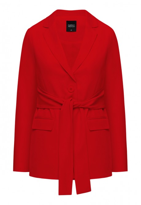 Jachetă cu brâu culoare roșie