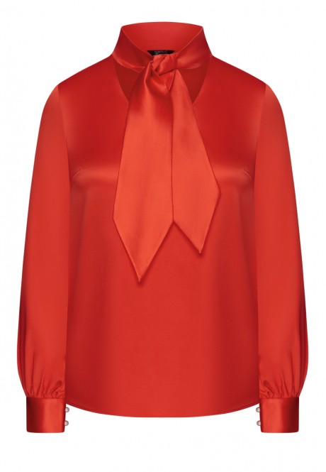 Сатинированная блузка цвет красный
