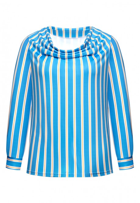 Womens Long Sleeve Striped Jersey Blouse multicolor