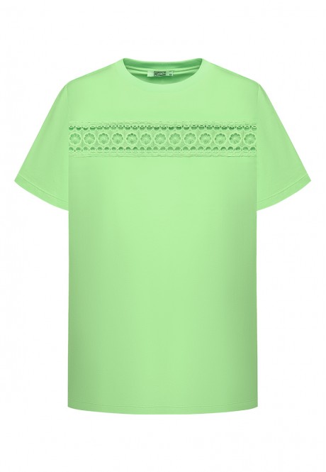 Կանացի կարճաթև ջեմպեր տրիկոտաժից ժանյակե զարդարանքով գույնը բաց կանաչ