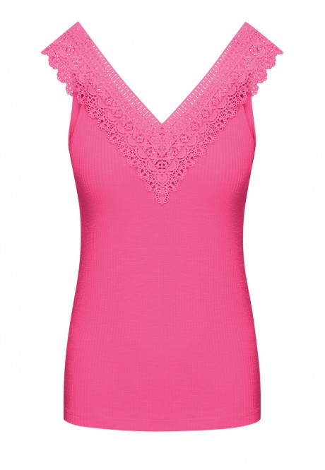 Womens Jersey Lace Top pink