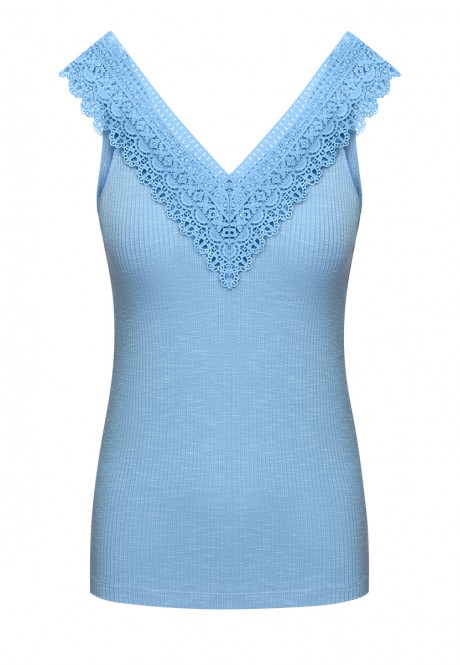 Womens Jersey Lace Top blue