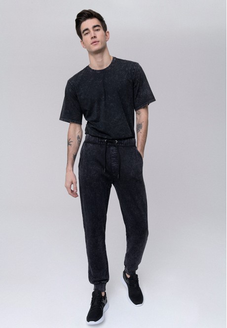 Pantalon cu efect marmorat culoare neagră