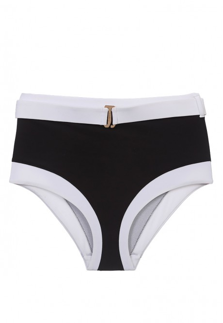 Braguitas de bikini de cintura alta color blanco y negro