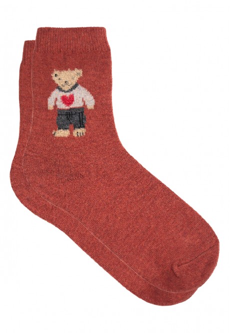 Wool Socks with a Bear Print ginger