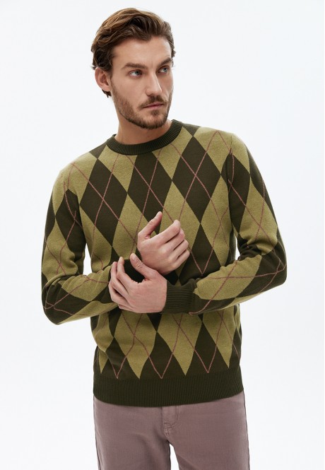 pulover din tricot cu mâneci lungi pentru bărbați culoare kakideschis