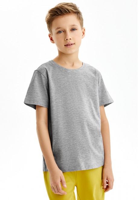 camiseta de punto de manga corta para niño color melange gris claro