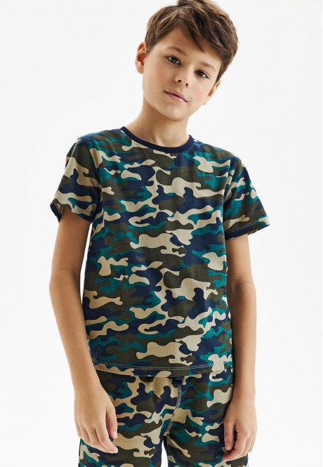 Tricou cu imprimeu army pentru băieți culoare kaki