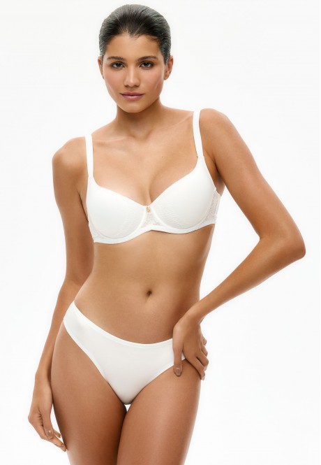 PB240 Трусы танга бесшовные "Эссеншиал" с кружевом, цвет слоновая кость, размер L