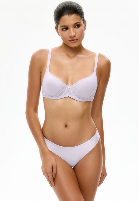 PB242 Трусы танга бесшовные "Эссеншиал" с кружевом, цвет лавандовый, размер XL