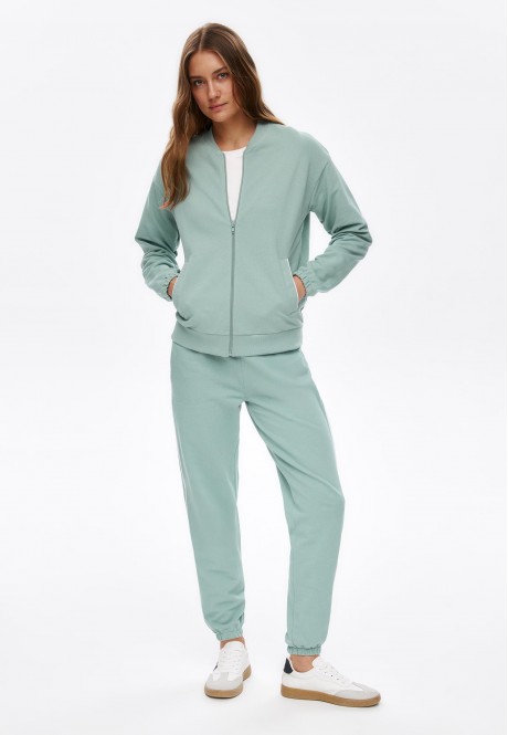 SS2402 Джемпер из пике на молнии, цвет фисташковый, размер XS