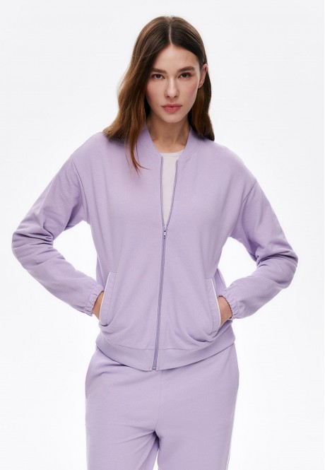 SS2403 Джемпер из пике на молнии, цвет лиловый, размер XS