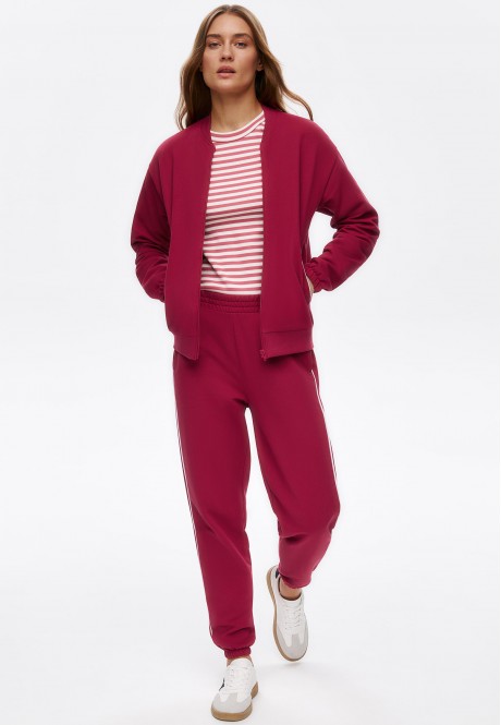 SS2404 Джемпер из пике на молнии, цвет малиновый, размер М