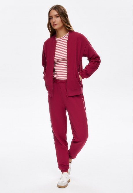 Брюки джогеры из пике, цвет малиновый, размер XS
